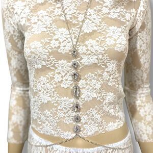 Silver Rhinestone Crystals Chest Chain Body Chain NEW